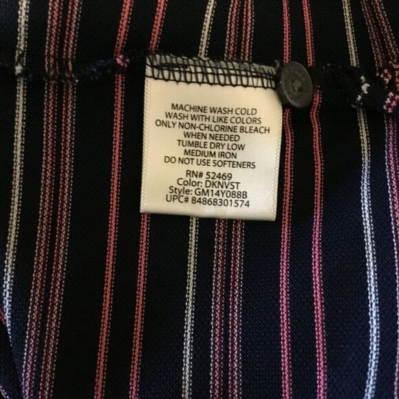 George Men's Striped 3-Button Short Sleeve Golf Polo Size 2XL Navy Blue Stripe - Picture 9 of 9